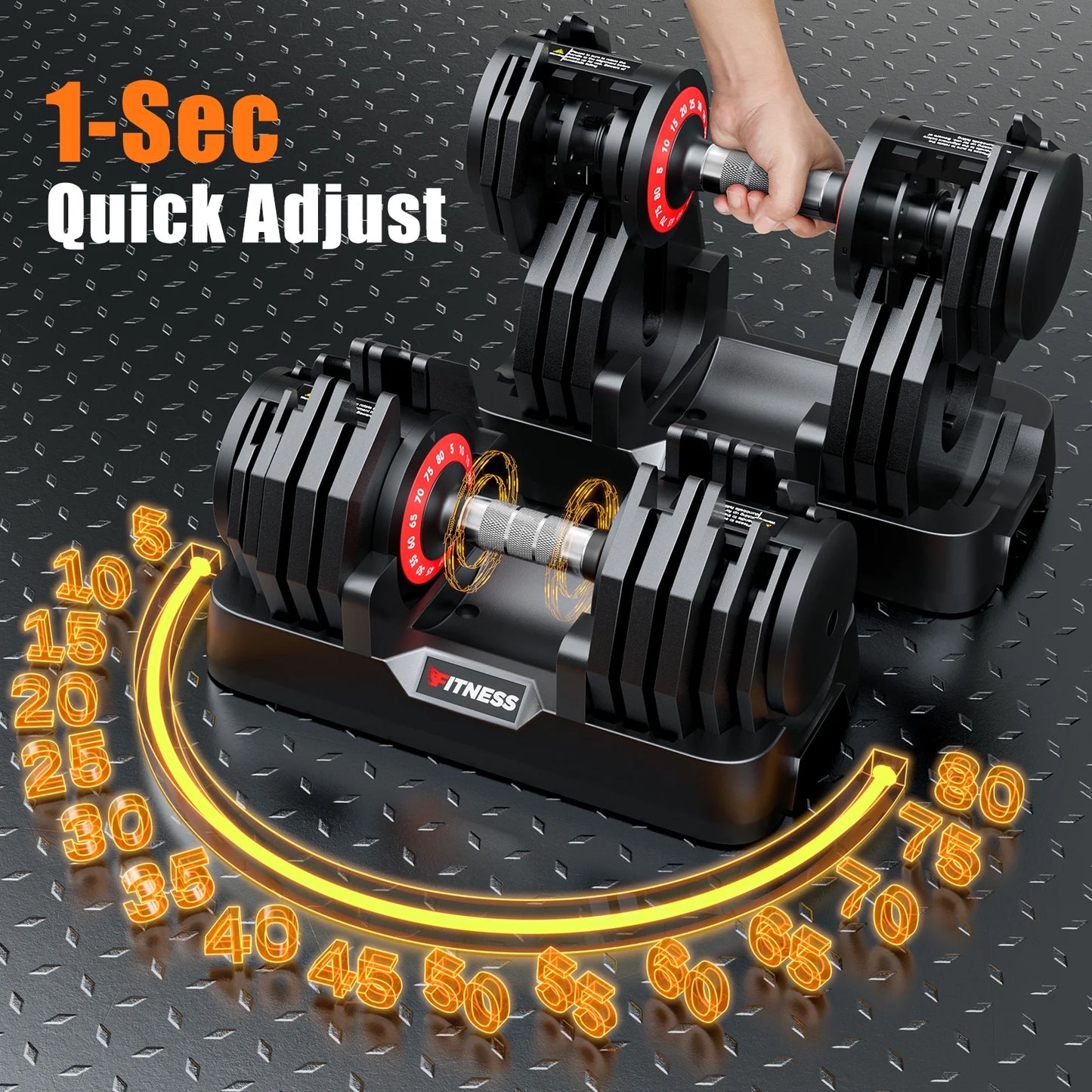Juego De Mancuernas Ajustables De 160LB (80Lbs*2), 16 En 1 De Selección Rápida, Pesas Ajustables De 5-80Lbs Para Entrenamiento En Casa De Cuerpo Completo