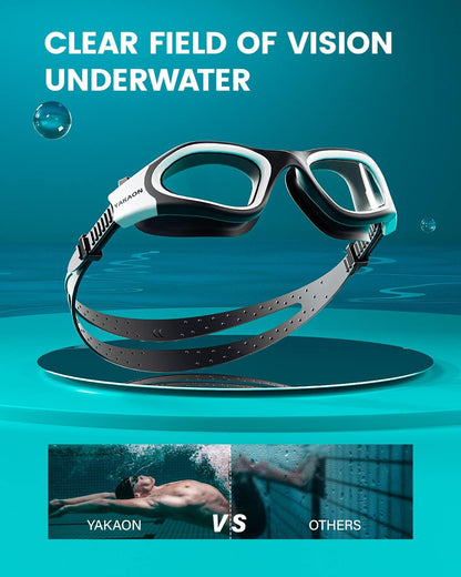 Adult Swimming Goggles - UV Protection, Anti-Glare, Anti-Fog, Anti-Leak, Silicone Strap Clear/Polarized Lenses