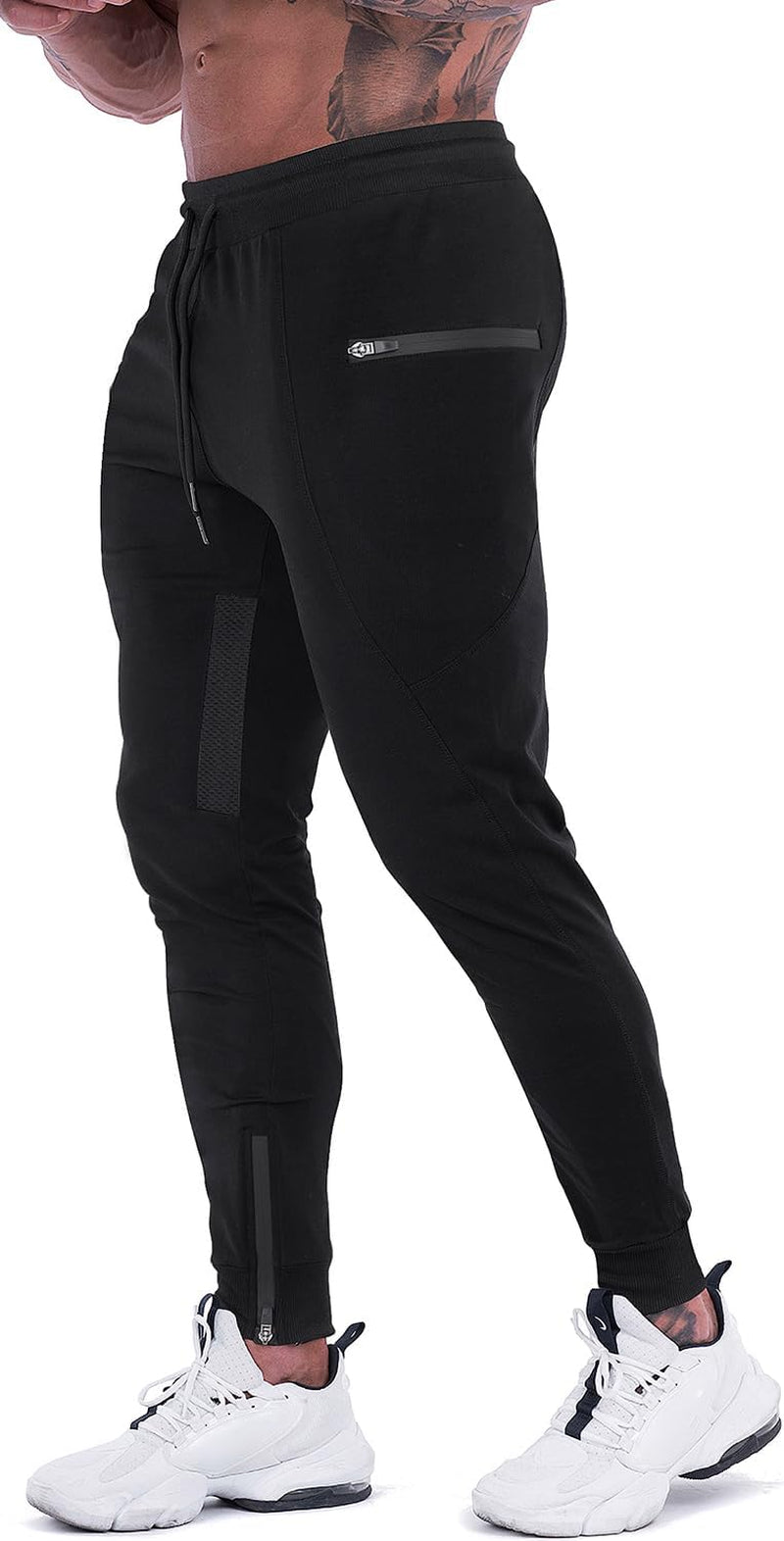 Mens Joggers Pants Tapered Sweatpants Casual Gym Training Workout Pants Slim Track Pant with Zipper Pockets